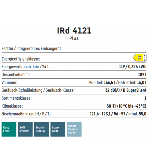 LIEBHERR利勃海尔 IRd 4121  轻松新鲜 嵌入式单门冰箱